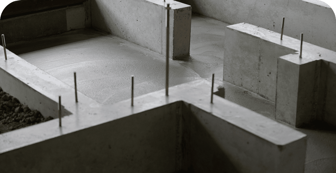 Cement base with protruding rebar